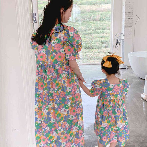 Vestidos florales para Madre e hija, Vestido largo suelto de verano, trajes a juego para la familia, Vestido para mujer y niña, ropa para Madre E Hija