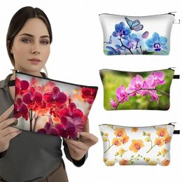 Hétume cosmétique à motif floral orchidées de papillons de papillons pour femmes sacs colorés FRS dames à lèvres à lèvres Pagière de serviette d'embrayage g8ai #