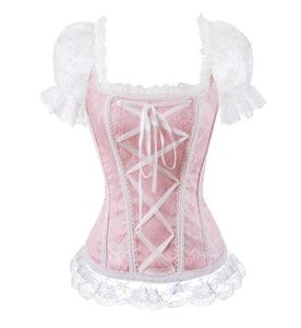 corset floral overbust gilet bustier corset hauts pour femmes avec manches à lacets brocart bandoulière corselet grande taille sexy289i3971016