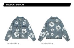 Veste à motif floral Denim Manteau pour hommes pour femmes Washed Blue Designer Chemise Alphabet boutonnée pour femmes Veste de créateur pour femmes S-XL