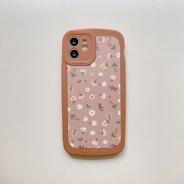 Patrón floral Textura de piel de oveja Estuches para teléfonos para iPhone 13 12 11 Pro XS Max XR X 7 8 Plus Simplicidad lindo Estilo pastoral a prueba de golpes Protección de lentes Chica mujer funda