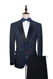 Floral Pattern Wedding Tuxedos Mens Avond Party Mannen Suits Slim Fit Custom Made Wedding Blazer (Jack + Pants)