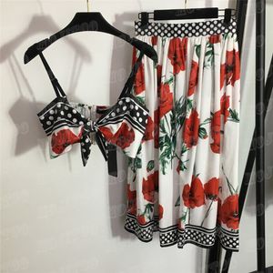 Patrón floral Vestido de mujer Sling Chaleco Conjuntos de ropa Moda Dama Sexy Tank Top Faldas Trajes de dos piezas