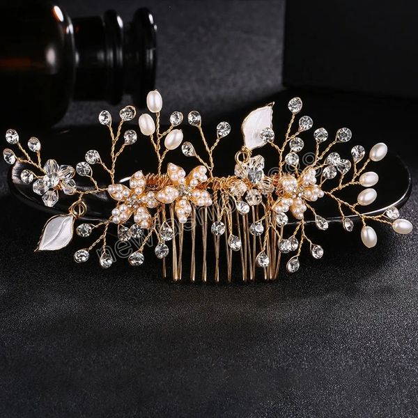 Perles florales peigne à cheveux mariage exquis pinces à cheveux Barrettes bijou élégant accessoires de cheveux pour les femmes mariée cristal casque