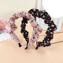 Floral plissé bandeau été élastique bandes de cheveux lunette cheveux cheveux cerceau femmes mode bandeaux accessoires