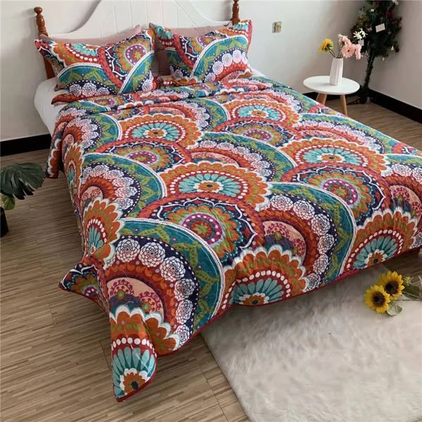 Lits de couches matelassées à imprimé floral sur le lit Patchwork couetter la couette couverture européenne couverture lin couvre Cubrecam Colcha 231222