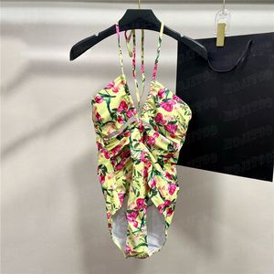 Bloemenprint Sexy Halter Badpak Designer Bikini Voor Vrouwen Ontwerp Holle Badpakken Luxe Badmode Biquini