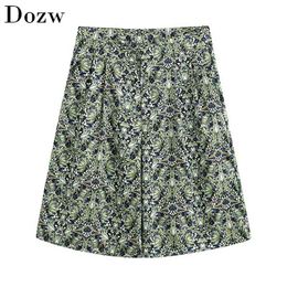Floral Print Shorts Vrouwen Hoge Taille Wide Poot Casual Bodems Zomer Geplooide Rits Vlieg Losse Spodenki Damskie 210515