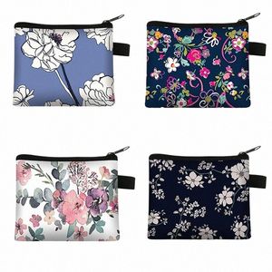 bloemenprint kleine cosmetische tas meid vrouwen sanitair servet opslag organizer tas munten kaart mey eearphe lippenstifthouder pouch n4qq#