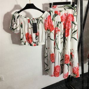 T-shirt imprimé Floral pour femmes, ensemble deux pièces, mode décontractée, vacances, plage, longue robe