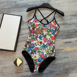 Floral Gedrukte Bodysuit Swimwear Dames Bikini Designer Letter Push Up Swimsuit Sexy Peded Bathing Suit Beach Swimming Pak