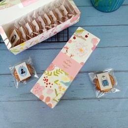 Boîte-cadeau Long Macaron imprimé floral boîte à gâteau de lune Carton emballage présent pour biscuits faveurs de mariage boîtes à bonbons