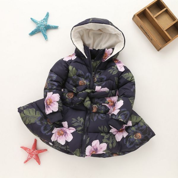 Parka imprimée florale filles vestes pour filles manteaux 2018 offre spéciale polaire chaud enfants à capuche épais vestes enfants vêtements