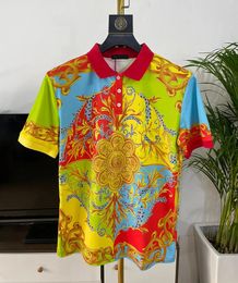 Floral Gedrukte Polo -shirts voor mannen Kleding Luxe Royal Style Barokke Brand Korte Mouw Mens Casual Tops Ropa Para Hombre 240511