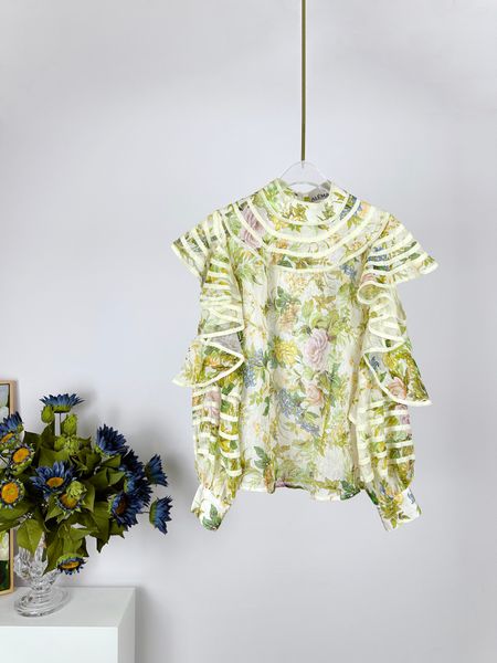 Chemise imprimée florale avec bords à ébauche