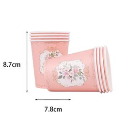 Impression florale à table jetable Papier Papier Custs Napkins Banner Adulte Birthday Party Garden Tea Party Supplies Weddiing