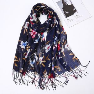 Floral Printing Scarf Hijab Cotton Ladies Big Size Shawls Fashion High Quality Muslim Head Wraps Turbans