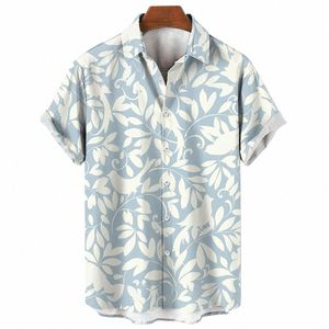 Bloemenoverhemden Heren Zomer Hawaiiaanse kleding Korte mouw Tops Losvallend Vakantie Kust Sociale revers 3D-printoverhemd 2023 Vintage U087#