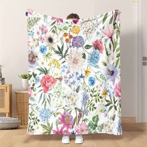 Floral Soft Flannel Deken - All -Season, Multipurpose gezellige worp voor thuis- en reizen, hedendaagse stijlcadeau