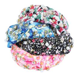 Floral éponge rembourré perles noeud cheveux cerceau bandeau adulte cheveux accessoires chapeaux