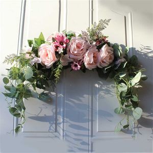 Floral Swag Artificial Flowers Peony Wrath Handmade Garland voor Spiegel Home Bruiloft Deur Linteel Decoratie 211104