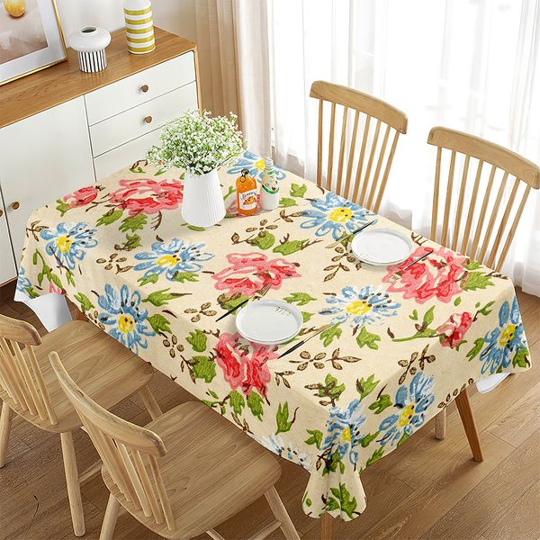 Nappeur floral belles fleurs couverture de table rectangulaire de salle à manger banquette cuisine extérieur pique-nique décoration de mariage