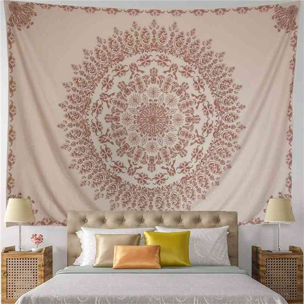 Tapisserie florale Mandala Inde Bohême Boho Tapisserie imprimée psychédélique Hippie Mur Tissu Fleur Tapisseries Home Decor 210917