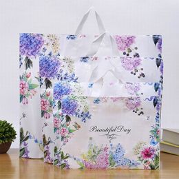 Floral Dikke Plastic Gift Wrap Shopping Bag Carry Bags Bruiloft Party Packing Case 3 Maten Optioneel