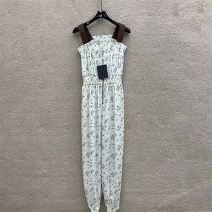 Floral Women Jumpsuit Rompers Luxe ontwerper Sling Playsuit Summer Girls Lady Mouweless Tuchard Witte Vest Jumpsuits