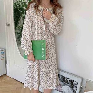 Florals coton imprimé vêtements de nuit doux princesse robe pyjamas Chic filles décontracté Homewear été lâche chemise de nuit 210525