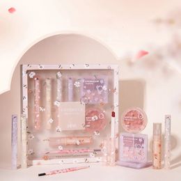 Florette First Kiss Gift Box Set Glass Flower Mirror impermeable a impermeable Transparente Polvo Blusher Sombra de ojos Coreano 240507