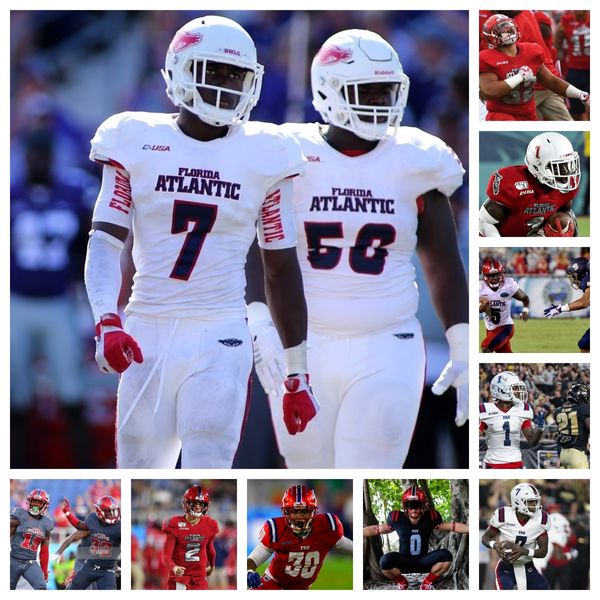 Camiseta de fútbol de Florida Atlantic Owls 37 Amari Wansley 71 Chaz Neal 31 Dwight Toombs II 55 Woody Jean 3 Larry McCammon III 24 Michal Antoine Jr.