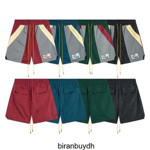 Florida Beach Shorts Rhude Color Blocking Label Lace Up Casual Shorts for Men and Women High Street Beach Sports Capris