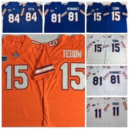 Florida College 15 Tim Tebow Football Jersey 6 Jeff Driskel Jerseys 11 Trask 22 Emmitt Smith 81 Aaron Hernandez 84 Kyle Pitts College Heren gestikt truien