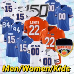 Florida Custom Gators 22 E.Smith Football Jersey Tim Tebow 11 Kyle Trask 81 Aaron Hernandez 84 Kyle Pitts Hammond Richardson Blanc Hommes Femmes Haute