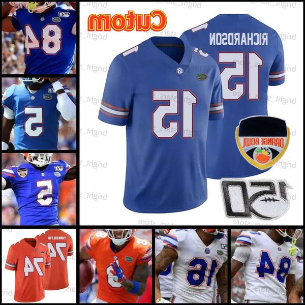 Florida Custom Gators 84 Kyle Pitts Football Jersey 15 Tim Tebow 6 Jeff Driskel 81 Aaron Hernandez NCAA College Azul Blanco Naranja Jerseys 75 s