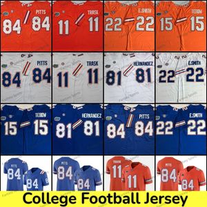 Florida Gators 15 Tim Tebow College Football Jersey 84 Kyle Pitts 11 Kyle Trask 81 Aaron Hernandez 22 Emmitt Smith Maillots de football blanc Orange Blanc Bleu 150e