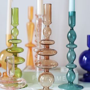 Floriddle Taper Candle Holders Glass Candlesticks For Home Wedding Room Decoratie Party Glass Vaas Tafel Boekplank