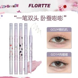 FLORTTE Eyeliner double sous les yeux agrandissement du ver à soie de mise en évidence nacré stylo de maquillage pour les yeux 2 en 1 240123