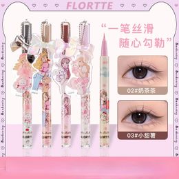 FLORTTE Eyeliner imperméable longue durée sans démaquillage Mikko Co-branded Eyeliner Color Liquid Glitter Eyeliner Cosmetics 240325