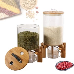 Contenedor de harina y cereales, dispensador de arroz de 5L/7,5l, contenedor de almacenamiento de alimentos de vidrio creativo para organización de cocina 240105