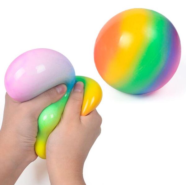 7cm 9cm Boule de ventilation arc-en-ciel de farine Le pincement n'est pas un mauvais jouet de décompression à rebond lent Les balles en caoutchouc soulagent l'anxiété et le stress Autisme Fidget Jelly