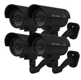 Blueon 4 stks Outdoor Waterdichte Dummy Fake Surveillance CCTV Security Camera met rode LED Zwarte False Camera