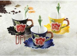 bloem 2019 emaille koffiemok porselein thee melk beker set creatieve keramische drinkware Europese bot china copo
