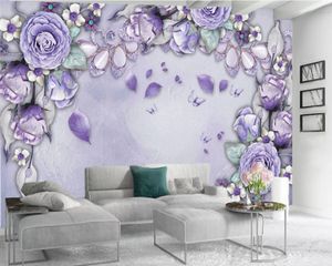 Fleur 3d papier peint romantique fleur violet 3d papier peint imprimé numérique HD décoratif magnifique fond d'écran