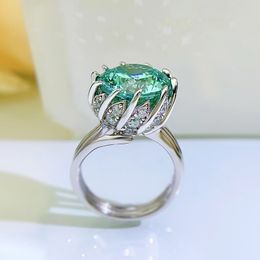 Bloem 5ct Emerald Diamond Ring 100% Real 925 Sterling Silver Party Wedding Band Rings For Women Bridal Engagement Sieraden