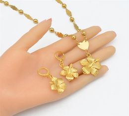 Flower Anniyo Jewelry Jewelry Jewers Collares colgantes Pendientes Mujeres Girls Gold Color Micronesia Guam Chuuk Kwajalein 213106 EJFA2405508