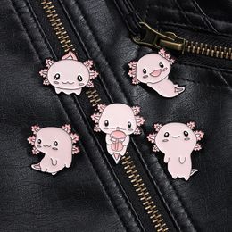 Épingles en émail fleur axolotl, jeux de films animés mignons, épingles en émail dur, collection de broche de dessin animé, sac à dos, chapeau, sac, insignes à revers