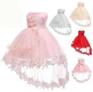 Fleur bébé filles robe robes de baptême pour les filles 1ère année anniversaire dentelle traînant fête de mariage baptême bébé vêtements pour bébés Y8545420