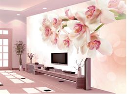 Fondo de la flor de la decoración de la pared pintura mural 3d papeles de la pared del papel pintado 3D para TV telón de fondo